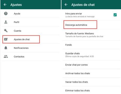 Por defecto, WhatsApp descarga todos los archivos mutimedia que recibes y los almacena en tu memoria. Esto supone gastar megas de tu tarifa y espacio de almacenamiento interno de forma innecesaria, además de que en roaming nos puede suponer altos costes.