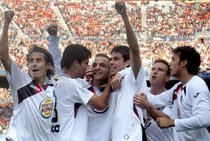 David Cortés, Adrián, Soldado, Manu del Moral, Mané y Pedro León celebran su clasificación para la Liga Europa