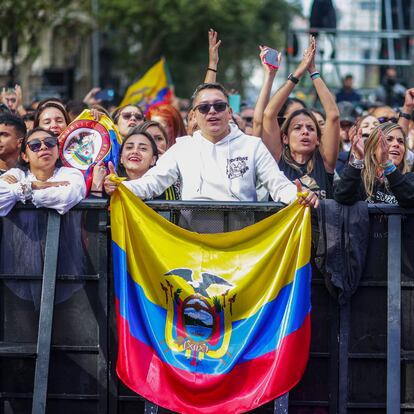 MADRID, SPAIN - OCTOBER 14: Atmosphere during a performance by Carlos Vives at the Puerta del Alcala on the occasion of the Columbus Day, on 14 October, 2023 in Madrid, Spain. The celebration of Hispanidad starts today with the concert of Carlos Vives, in addition to the presence of other artists such as Ana Mena, Diego Torres, Prince Royce, Niña Pastori, Rozalen, Ryan Castro and Carlos Baute. (Photo By Ricardo Rubio/Europa Press via Getty Images)