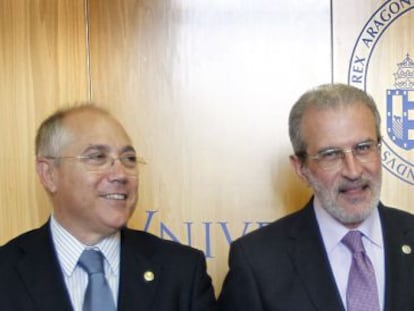 Juan Juli&aacute; y Esteban Morcillo, rectores de la Universidad Polit&eacute;cnica de Valencia y de la Universitat de Val&egrave;ncia, respectivamente.