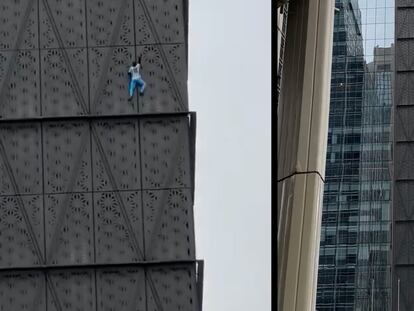 Marcin Banot en la Torre Globant de Retiro en Buenos Aires el 11 de junio 2024, en un video de redes sociales.