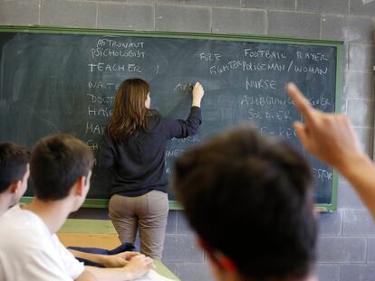 Clase de inglés en un instituto de Barcelona, en noviembre de 2020.