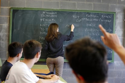 Clase de inglés en un instituto de Barcelona, en noviembre de 2020.