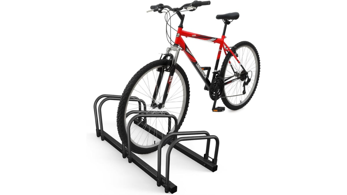 Soporte de suelo para guarda la bicicleta.
