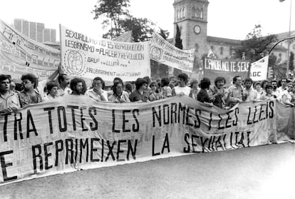 Manifestació Gai a Barcelona el 1979.