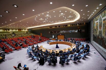 Members of the United Nations Security Council attend a meeting after North Korea fired a ballistic missile over Japan for the first time in five years, at U.N. headquarters in New York, U.S., October 5, 2022