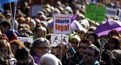 Manifestación en Madrid contra la reforma de la ley del aborto.