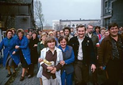 Lech Walesa, en la huelga general de noviembre de 1981.