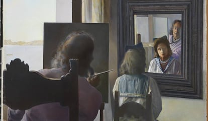 &#039;Dal&iacute; de espaldas pintando a Gala de espaldas eternizada por seis c&oacute;rneas virtuales provisionalmente reflejadas en seis verdaderos espejos&#039;, una de las piezas que se ver&aacute; en la exposici&oacute;n.