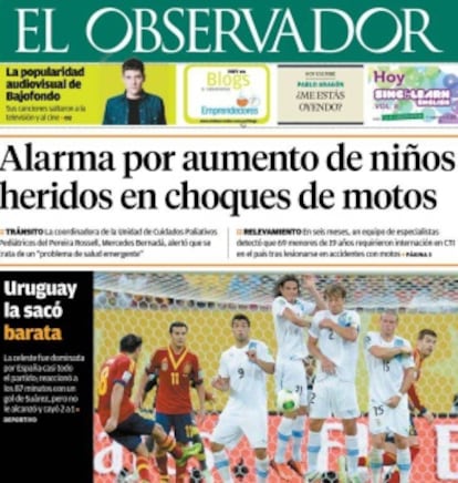 Portada del periódico uruguayo 'El Obervador'.