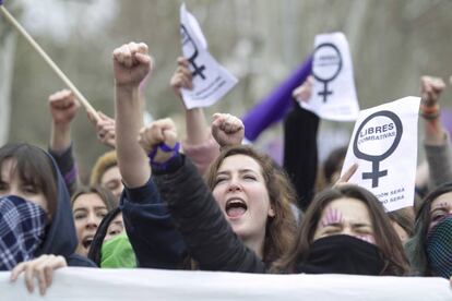 Marchers at Complutense University in Madrid.