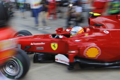 Fernando Alonso, esta mañana en Valencia