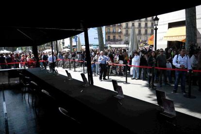 Las casetas vacías de la FNAC de El Triangle.