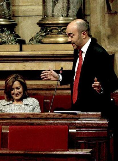 El presidente del PP catalán, Daniel Sirera, en una intervención en el Parlamento catalán.