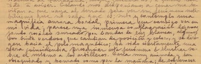 Anotaciones de Luis Rodés, director del Observatorio del Ebro, con la descripción de la aurora boreal. El fragmento, publicado en su libro 'Diario en tiempo de guerra', pertenece a los diarios que escribió entre el verano de 1936 y julio de 1938.