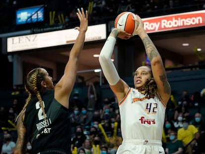 Brittney Griner, en un partido de ‘playoffs’ de la WNBA con las Phoenix Mercury en septiembre de 2021 en Everett (Washington).