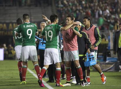 El equipo mexicano durante un partido de la Copa América pasada