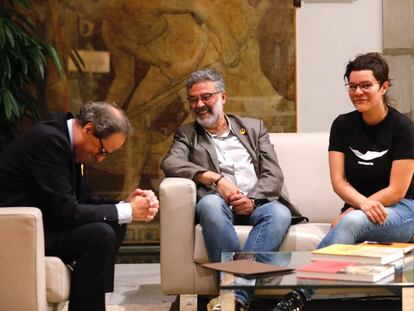 Torra reunit amb Carles Riera i Natàlia Sánchez (CUP).