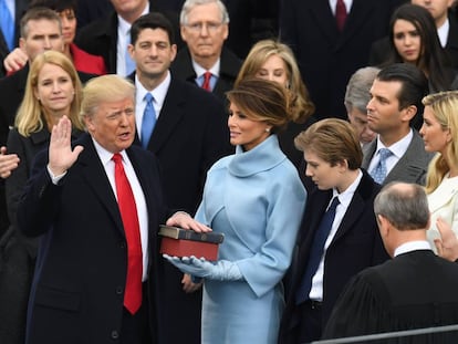 El presidente Donald Trump en la toma de posesión, en Washington.