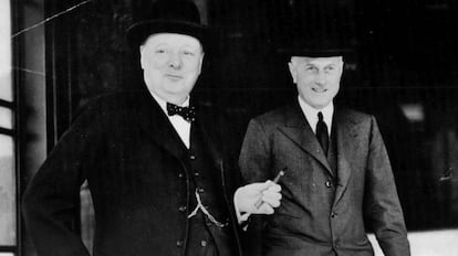 Winston Churchill y Samuel Hoare en 1937 en Irlanda. Foto: Keystone Pictures USA.