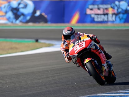 Marc Márquez en la clasificación del Gran Premio de Andalucía 2020 de MotoGP, en el Circuito de Jerez.