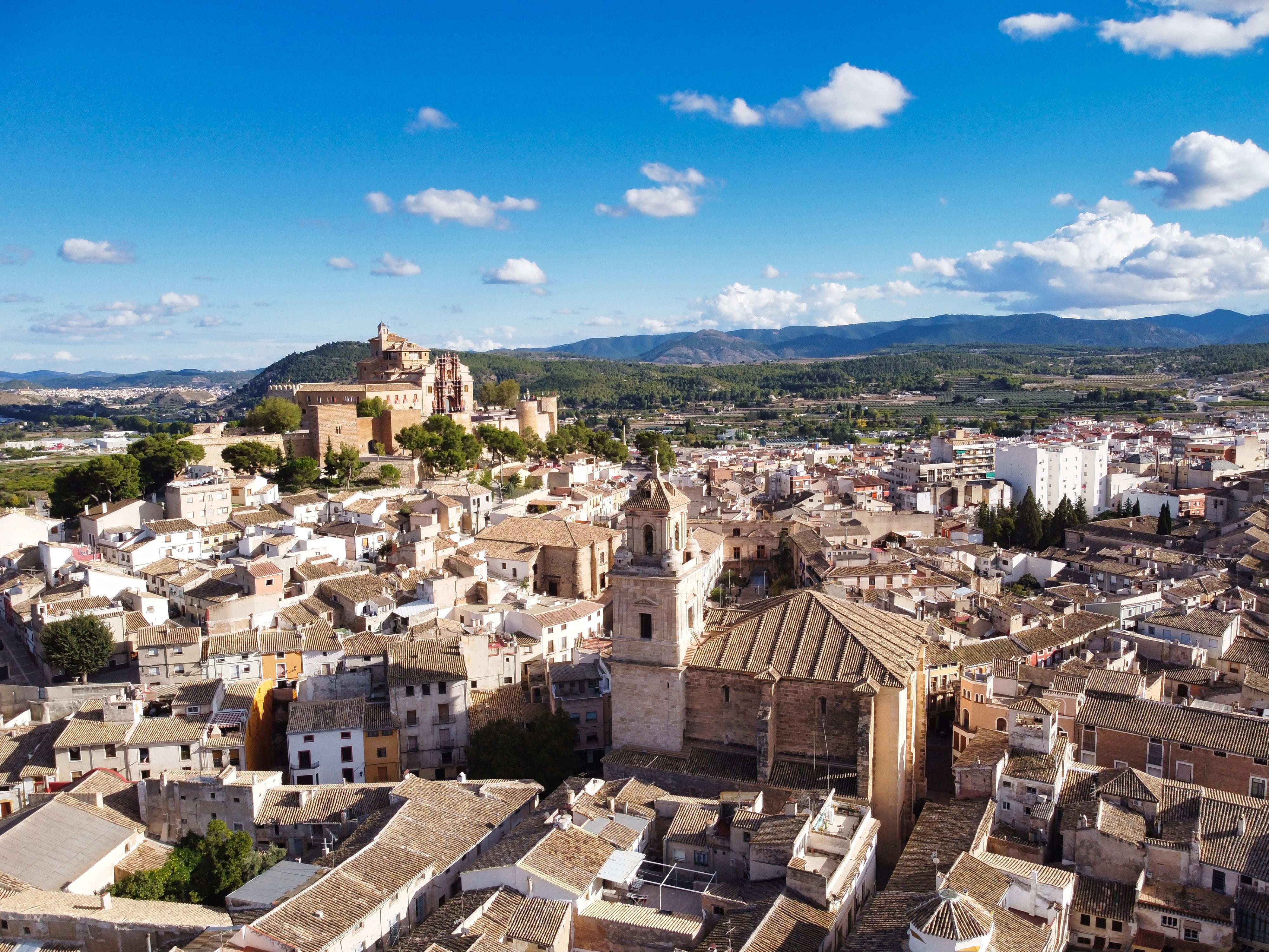 Vista panorámica del centro histórico de Caravaca de la Cruz, en la Región de Murcia. 