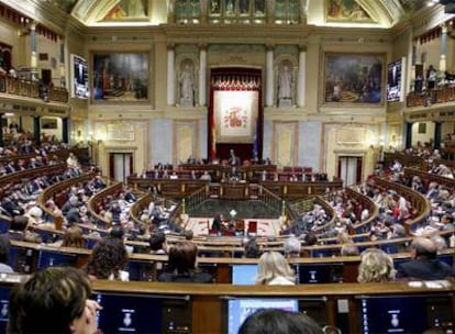 Imagen del hemiciclo del Congreso durante el debate de investidura de José Luis Rodríguez Zapatero, en abril de 2008.