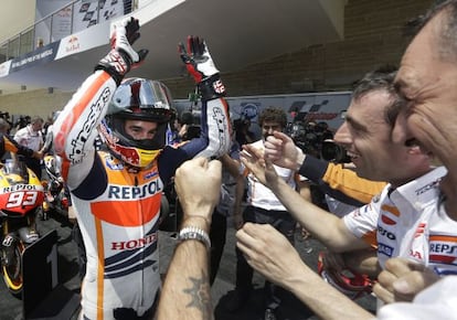 Marc Márquez celebra su victoria en Austin