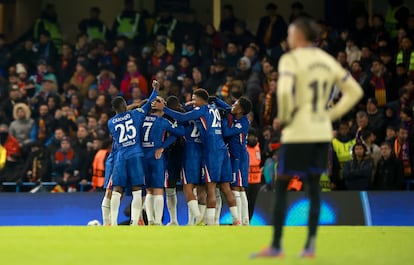 Chelsea celebran su tercer gol al Barça en la Champions