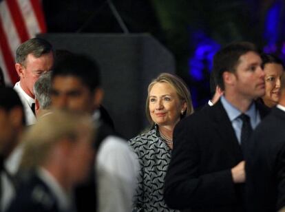 Clinton, durante su visita a la sede del Comando de Operaciones Especiales.