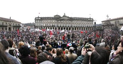 Manifestación de apoyo al gallego el 21 de enero del 2010 en Santiago