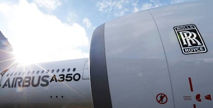 Airbus A350 con motor de Rolls Royce en la sede de Airbus en Toulouse (Francia).  