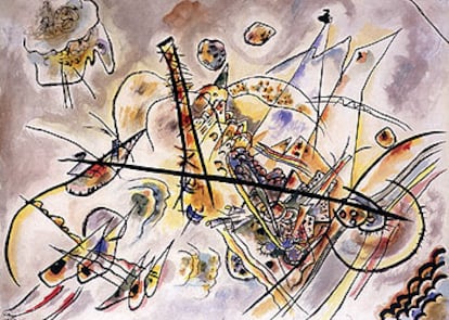 La obra <i>Sin título</i><i>,</i> de 1917, acuarela sobre papel, de Kandinsky (Museo Regional de Bellas Artes Kovalenko, Krasnodar).