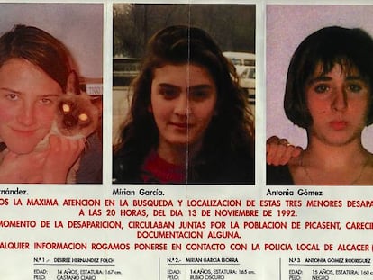 Cartel con el que se buscó a Desirée, Miriam y Toñi en 1992.