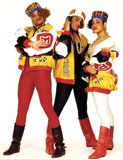 Salt-N-Pepa dressed by Dapper Dan in 1987.