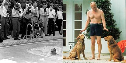 Ford posando en la inaugaración de la piscina en 1975.