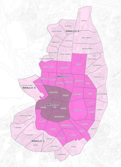 Ámbitos del plan especial para la regulación del hospedaje del Ayuntamiento de Madrid.