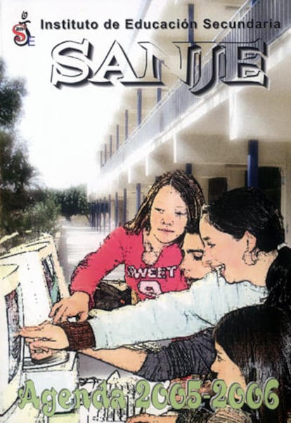 Portada de la agenda escolar del instituto Sanje de Murcia.