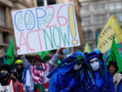 Protesta en Glasgow contra el cambio climático, durante la COP26, el 3 de noviembre.