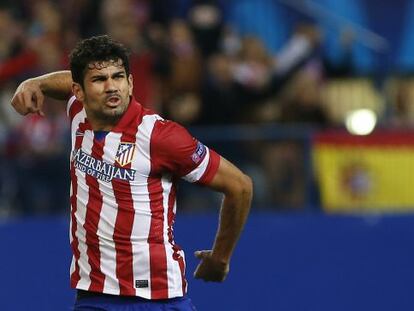 Atl&eacute;tico Madrid&#039;s Diego Costa celebrates scoring against Austria Wien in the Champions League on Wednesday.