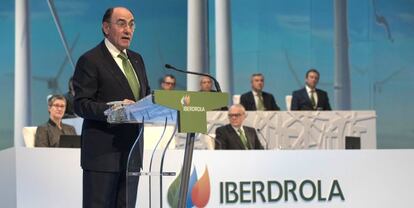 El presidente de Iberdrola, Ignacio S&aacute;nchez Gal&aacute;n, durante su intervenci&oacute;n ante la Junta General de Accionistas de la el&eacute;ctrica.