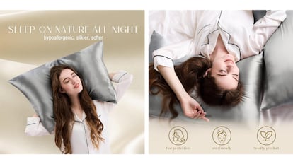 Esta funda de almohada de seda de morera cuida el cabello mientras duermes.