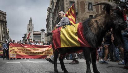 Manifestació de legionaris, avui a Barcelona.