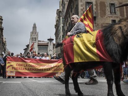 Manifestació de legionaris, avui a Barcelona.