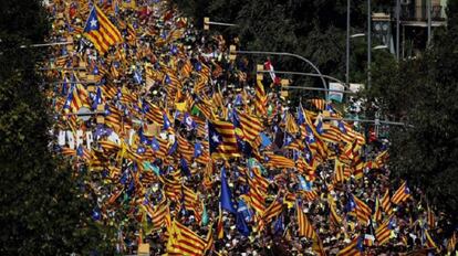 Miles de personas se concentran en Barcelona por la Diada, el pasado septiembre.