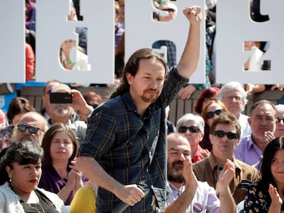 El secretario general de Podemos, Pablo Iglesias, en un acto celebrado el pasado sábado en Pamplona.