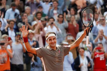 Roger Federer en Roland Garros en junio de 2019.