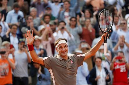 Roger Federer en Roland Garros en junio de 2019.
