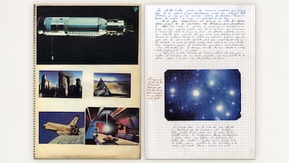 A Antonio Vega le apasionaban la física y la astronomía. En sus cuadernos, se pueden observar varios ‘collage’ con recortes de planetas.