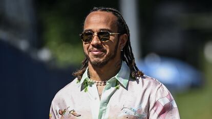 El piloto de Fórmula 1 Lewis Hamilton hoy, a su llegada a los entrenamientos del Gran Premio de Austria.